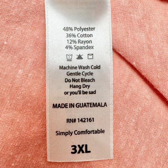LuLaRoe Irma Tunic Top 3XL Duo 1 Coral Print 1 Solid Peach Soft Comfy Loose Fit - Picture 12 of 15